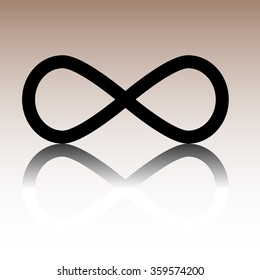 Limitless symbol icon. Black vector illustration with reflection.