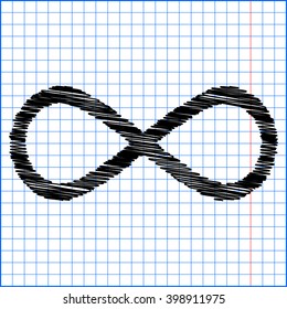 Limitless symbol icon with pen effect on paper