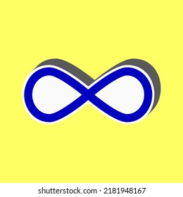 Limitless symbol illustration. Blue Icon with white stroke in 3d at yellow Background. Illustration.