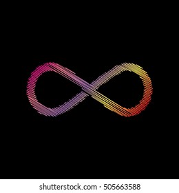 Limitless symbol illustration. Coloful chalk effect on black backgound.