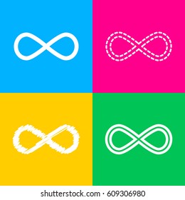 Limitless symbol illustration. Four styles of icon on four color squares.