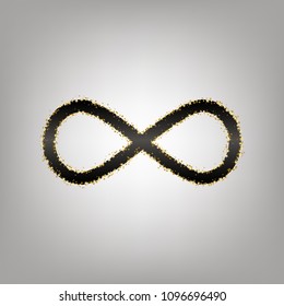 Limitless symbol illustration. Vector. Blackish icon with golden stars at grayish background.