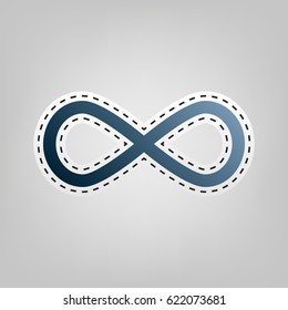 Limitless symbol illustration. Vector. Blue icon with outline for cutting out at gray background.