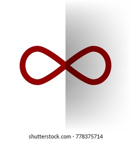 Limitless symbol illustration. Vector. Bordo icon on white bending paper background.