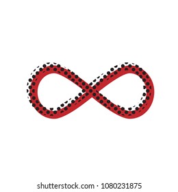 Limitless symbol illustration. Vector. Brown icon with shifted black circle pattern as duplicate at white background. Isolated.