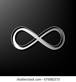 Limitless symbol illustration. Vector. Gray 3d printed icon on black background.