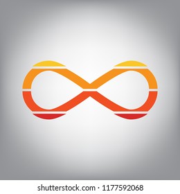 Limitless symbol illustration. Vector. Horizontally sliced icon with colors from sunny gradient in gray background.