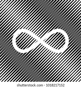 Limitless symbol illustration. Vector. Icon. Hole in moire background.