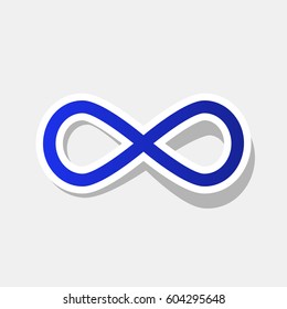 Limitless symbol illustration. Vector. New year bluish icon with outside stroke and gray shadow on light gray background.
