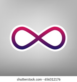 Limitless symbol illustration. Vector. Purple gradient icon on white paper at gray background.
