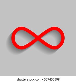 Limitless symbol illustration. Vector. Red icon with soft shadow on gray background.