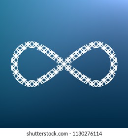 Limitless symbol illustration. Vector. White textured icon at lapis lazuli gradient background.