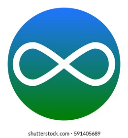 Limitless symbol illustration. Vector. White icon in bluish circle on white background. Isolated.