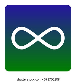 Limitless symbol illustration. Vector. White icon at green-blue gradient square with rounded corners on white background. Isolated.