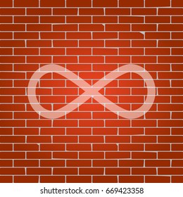 Limitless symbol illustration. Vector. Whitish icon on brick wall as background.