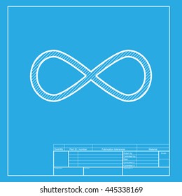 Limitless symbol illustration. White section of icon on blueprint template.