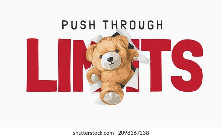 limits slogan with bear doll through the word vector illustration