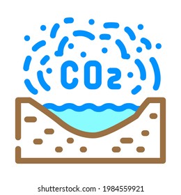 limnological disaster, emission of carbon dioxide in reservoir color icon vector. limnological disaster, emission of carbon dioxide in reservoir sign. isolated symbol illustration