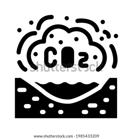 limnological disaster, emission of carbon dioxide in reservoir glyph icon vector. limnological disaster, emission of carbon dioxide in reservoir sign. isolated contour symbol black illustration