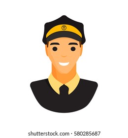 Limo chauffeur taxi driver character vector.