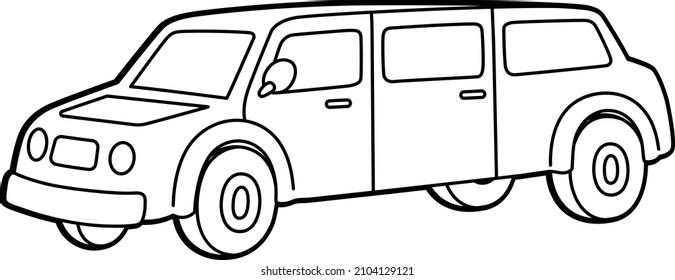 Limo Coloring Page Isolated for Kids