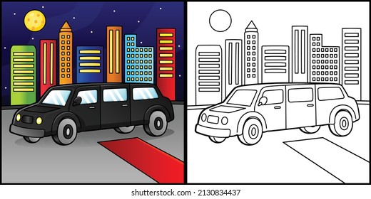 Limo Coloring Page Vehicle Illustration