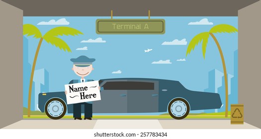 Limo driver greets guests at the airport