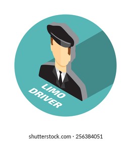 Limo or Limousine driver icon. Flat style. Vector illustration