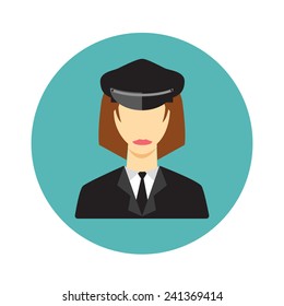 Limo or Limousine driver woman  icon. Flat style. Vector illustration.