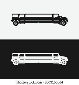 Limo Limousine Silhouette Logo Design Template. Limo Is A Large Luxurious Often Chauffeur-driven Sedan That Usually Has A Glass Partition Separating The Driver's Seat From The Passenger Compartment.