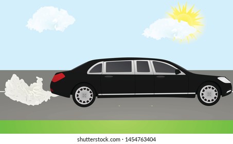 Limo on road. vector illustration