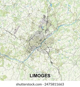 Limoges, France map poster art