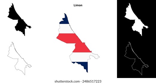 Limon province blank outline map