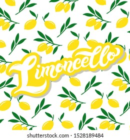 Limoncello. El nombre del licor de limón italiano. Letras dibujadas a mano. Ilustración vectorial. Lo mejor para los productos de recuerdo.