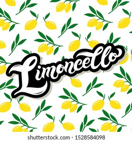 Limoncello. El nombre del licor de limón italiano. Letras dibujadas a mano. Ilustración vectorial. Lo mejor para los productos de recuerdo.