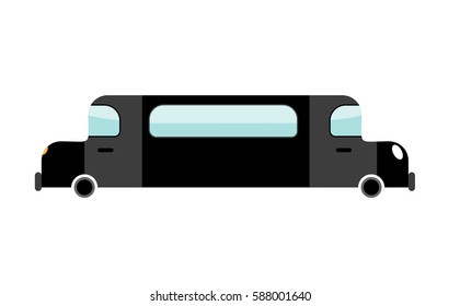 Limousine Black isolated. Transport on white background. Luxury car in cartoon style
