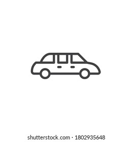 Limousine car line icon. linear style sign for mobile concept and web design. Limo car outline vector icon. Symbol, logo illustration. Vector graphics