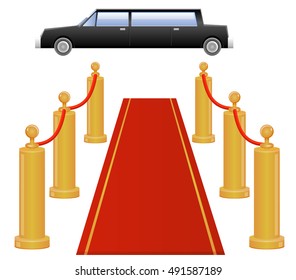 Limousine car with red carpet vector illustration