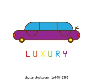 limousine, color inscription luxury. simple vector illustration.