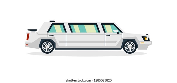 Limousine, commercial vehicles. Long and luxury car. Vector illustration