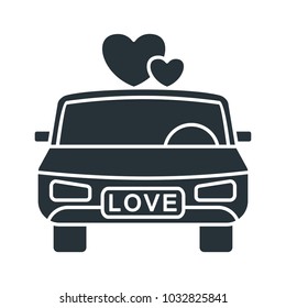 Limousine flat vector icon for greeting cards and invitations to the wedding ceremony.