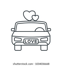 Limousine flat vector icon for greeting cards and invitations to the wedding ceremony.