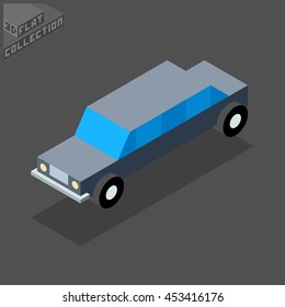 Limousine Icon. 3D Isometric Low Poly Flat Design. Vector illustration.