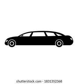 Limousine icon. Black silhouette. Side view. Vector flat graphic illustration. The isolated object on a white background. Isolate.