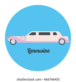 Limousine icon as a coach,  flat design. Vector illustration.