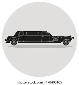 Limousine icon as a coach,  flat design. Vector illustration.