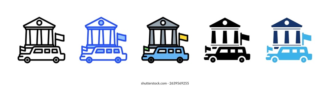 Limousine Icon Collection With Multiple Styles