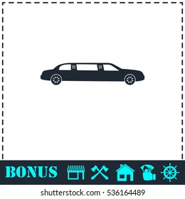 Limousine icon flat. Simple vector symbol and bonus icon