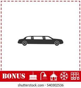 Limousine icon flat. Simple vector symbol and bonus icon