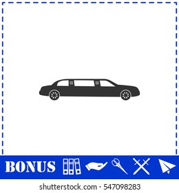 Limousine icon flat. Simple vector symbol and bonus icon